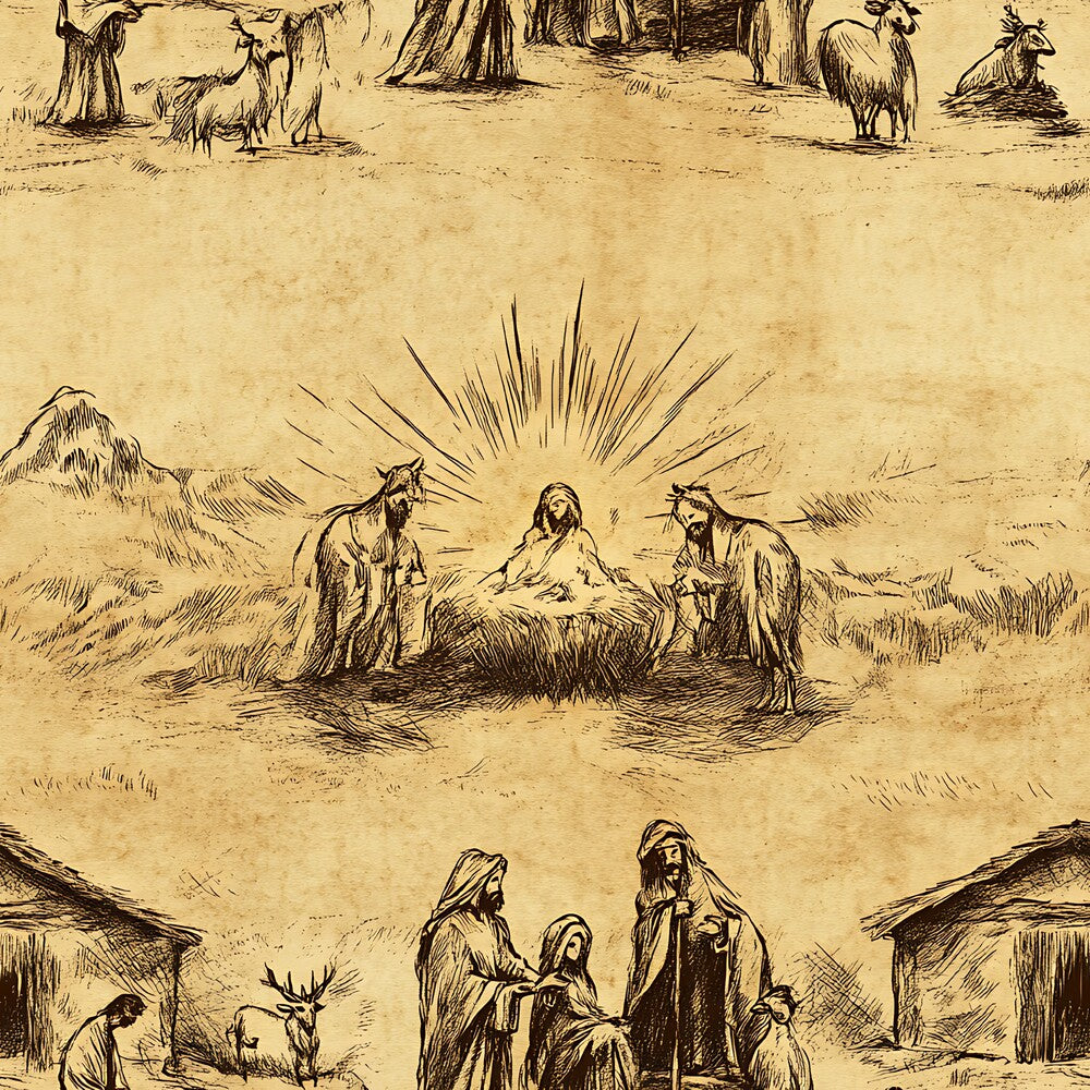 Vintage Nativity Scenes Fat Quarter Bundle