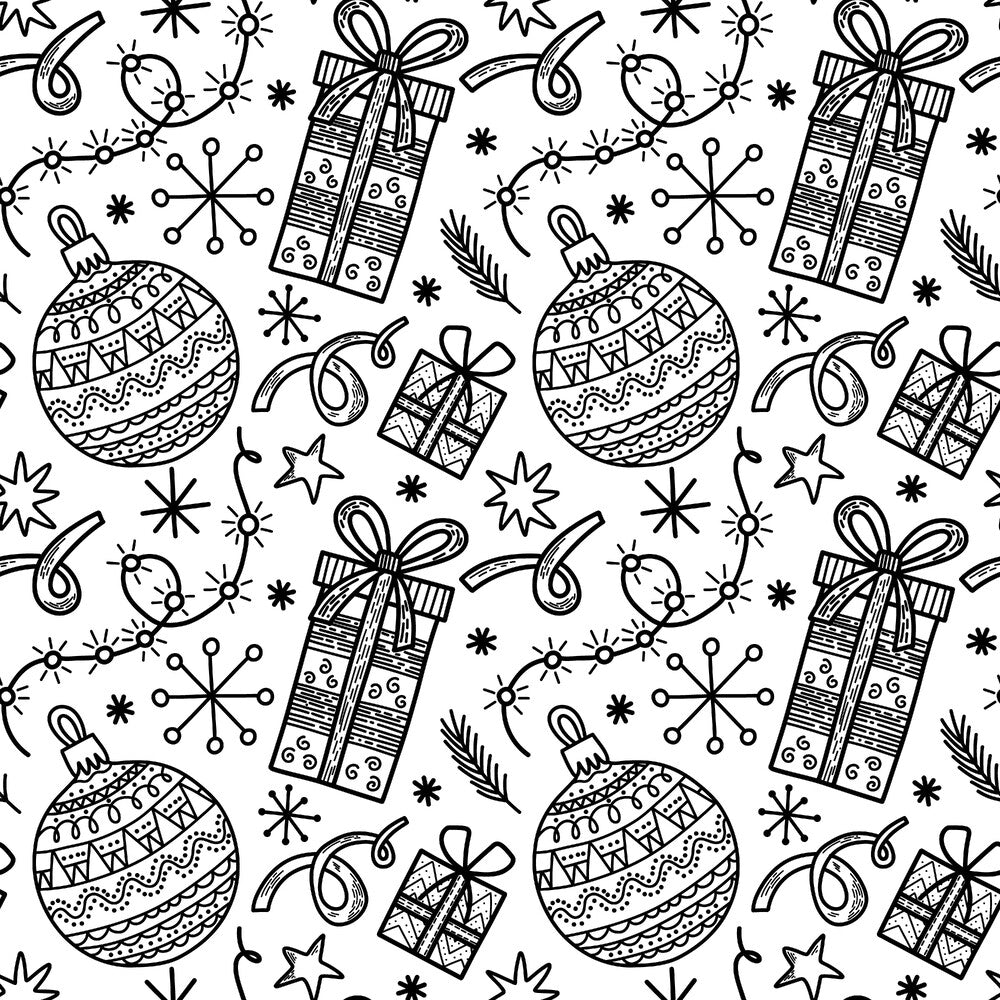 Black and White Christmas Sketches Fat Quarter Bundle