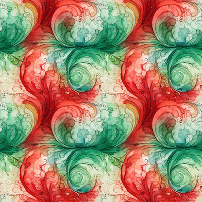 Watercolor Christmas Swirls Fat Quarter Bundle