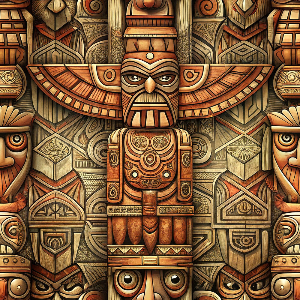 Totem Pole Tribal Figures Fat Quarter Bundle