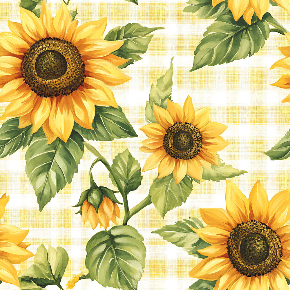 Buffalo Plaid With Sunflowers Fat Quarter Bundle