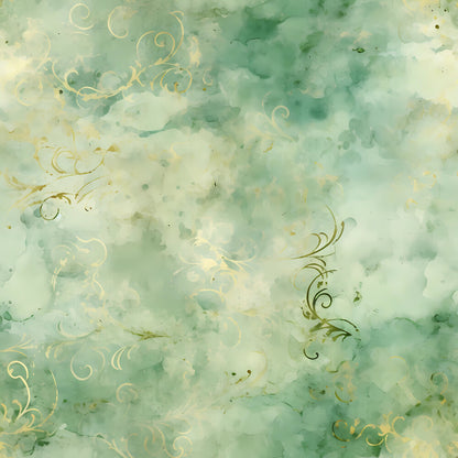 Sage Green and Gold Grunge Damask Fat Quarter Bundle