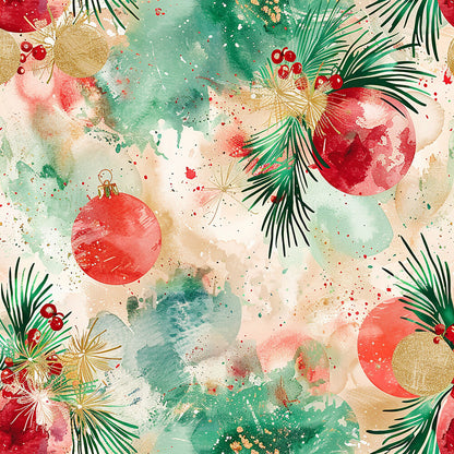 Festive Watercolor Christmas Fat Quarter Bundle