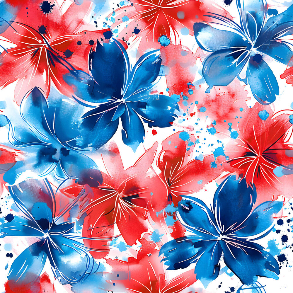 4th of July Watercolor Floral Fat Quarter Bundle