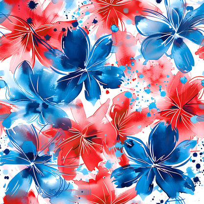 4th of July Watercolor Floral Fat Quarter Bundle