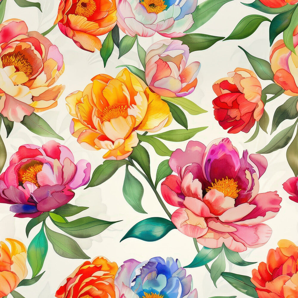 Handpainted Watercolor Peonies Fat Quarter Bundle