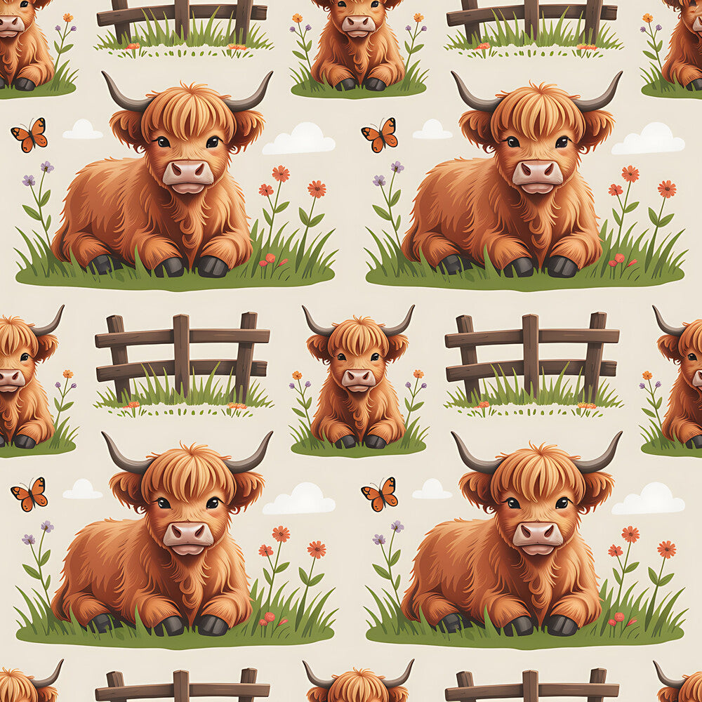 Cartoon Highland Cows Fat Quarter Bundle