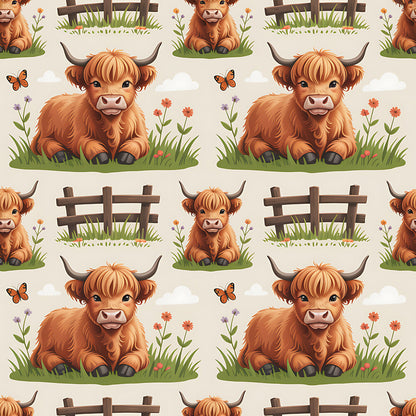 Cartoon Highland Cows Fat Quarter Bundle
