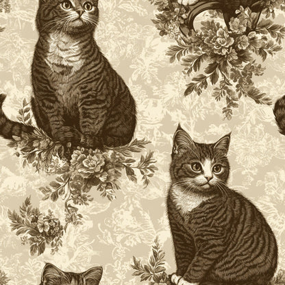 Vintage Cats With Lace Fat Quarter Bundle
