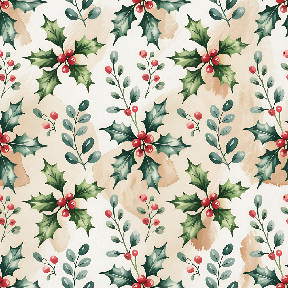 Christmas Botanical Watercolor Fat Quarter Bundle