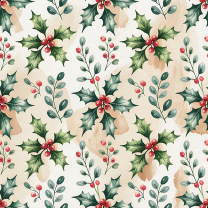 Christmas Botanical Watercolor Fat Quarter Bundle