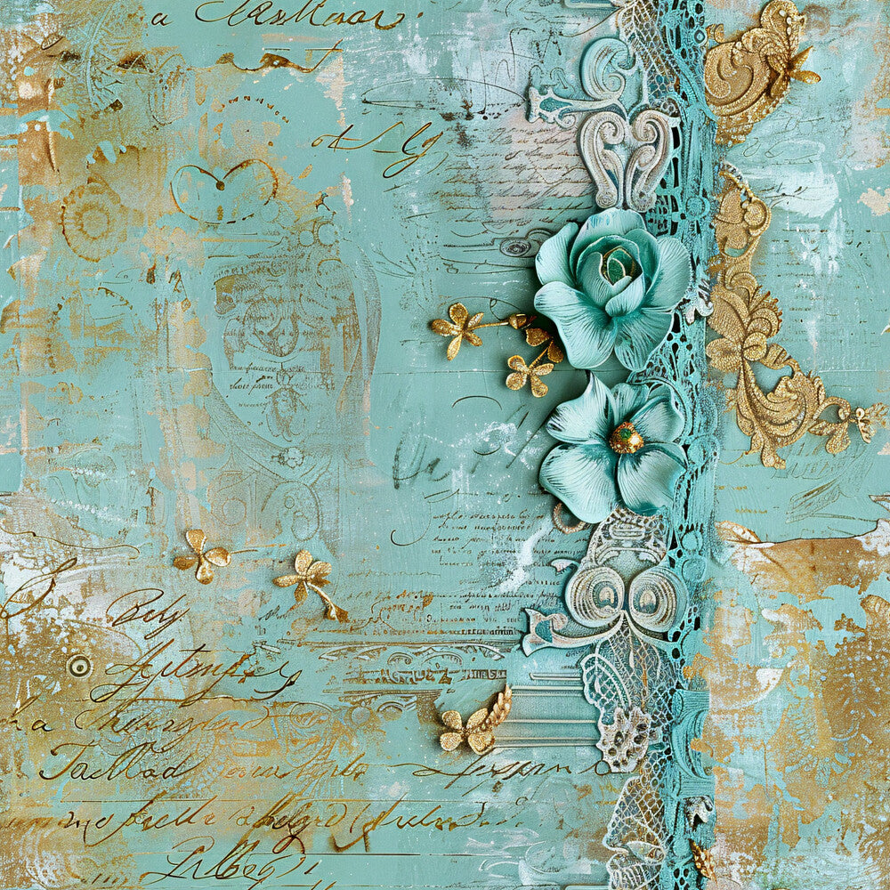 Romantic Rococo Turquoise Gold Fat Quarter Bundle