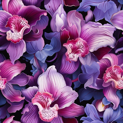Pink and Purple Orchid Flowers Fat Quarter Bundle