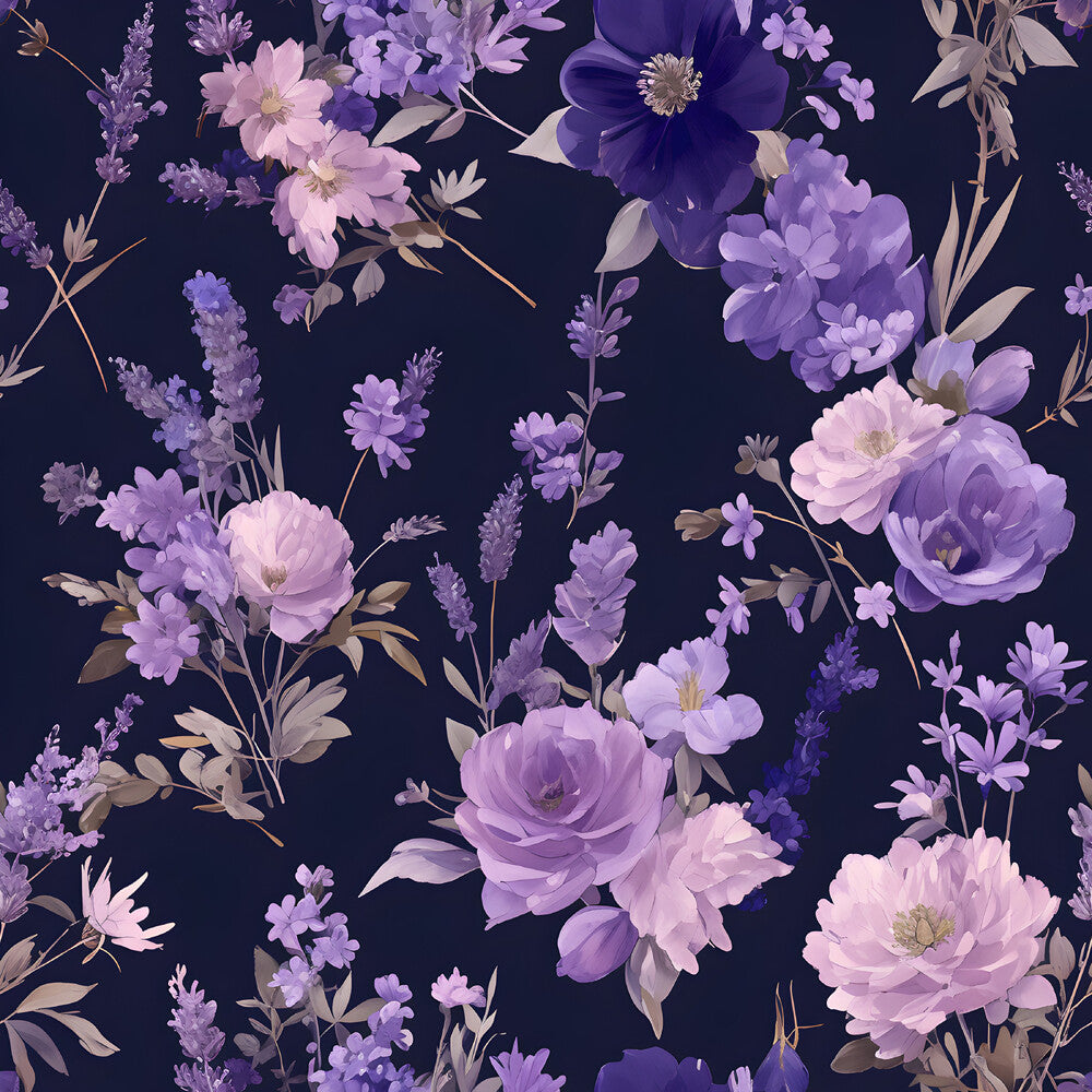 Purple Night Flowers Fat Quarter Bundle
