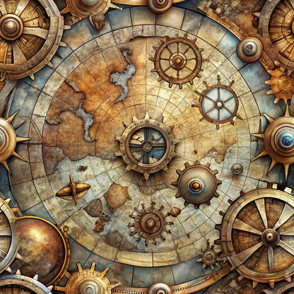 Steampunk Old Maps Fat Quarter Bundle