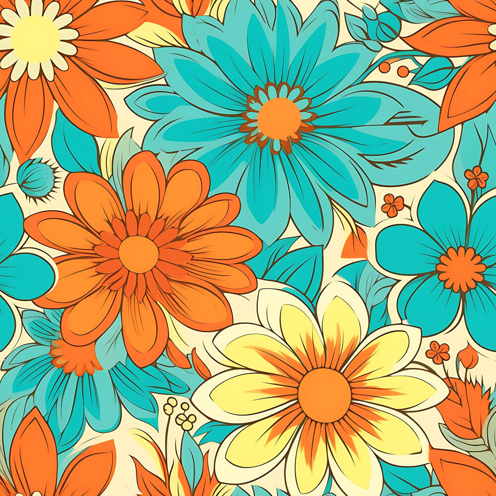 70s Retro Groovy Floral Fat Quarter Bundle