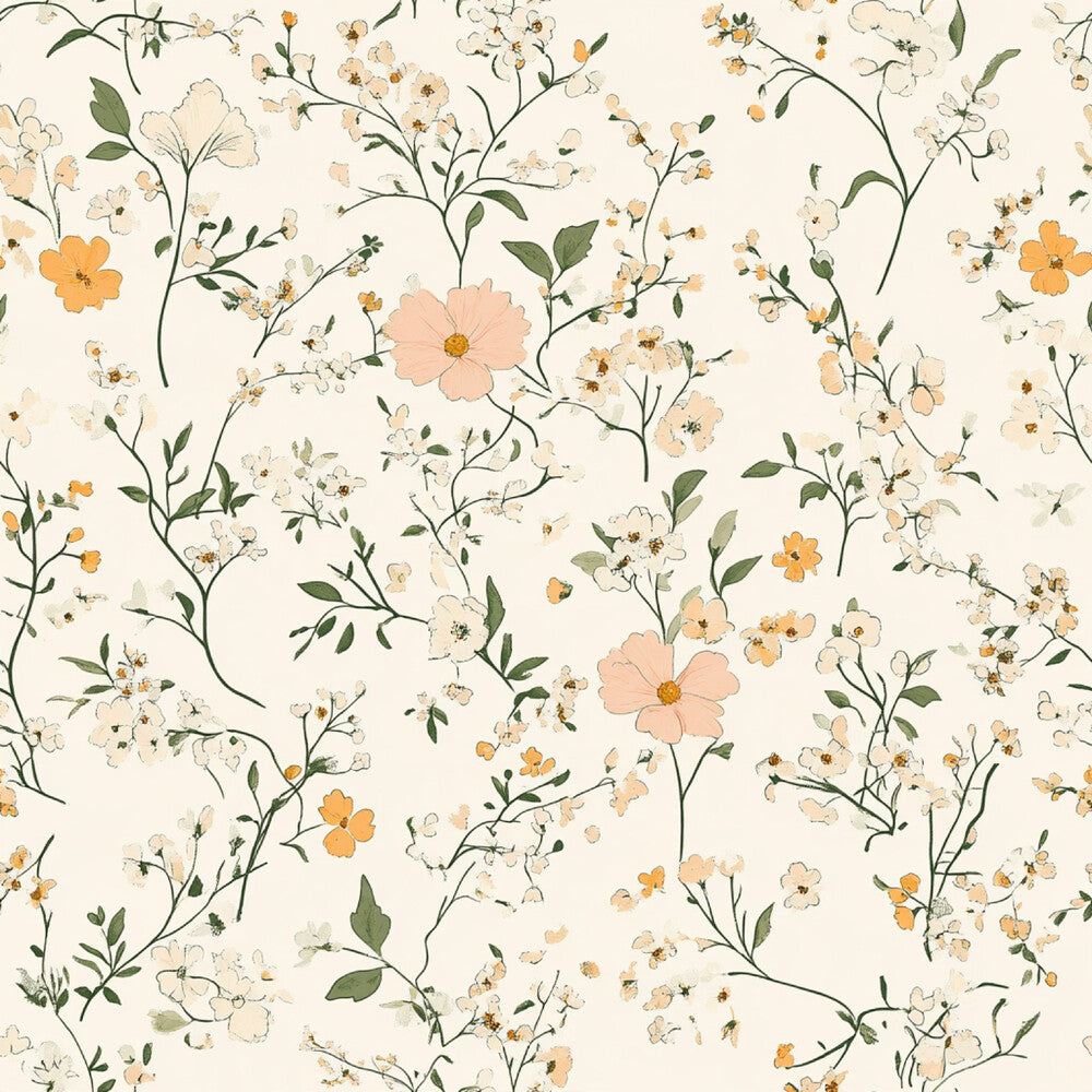 Sage Green and Peach Floral Fat Quarter Bundle