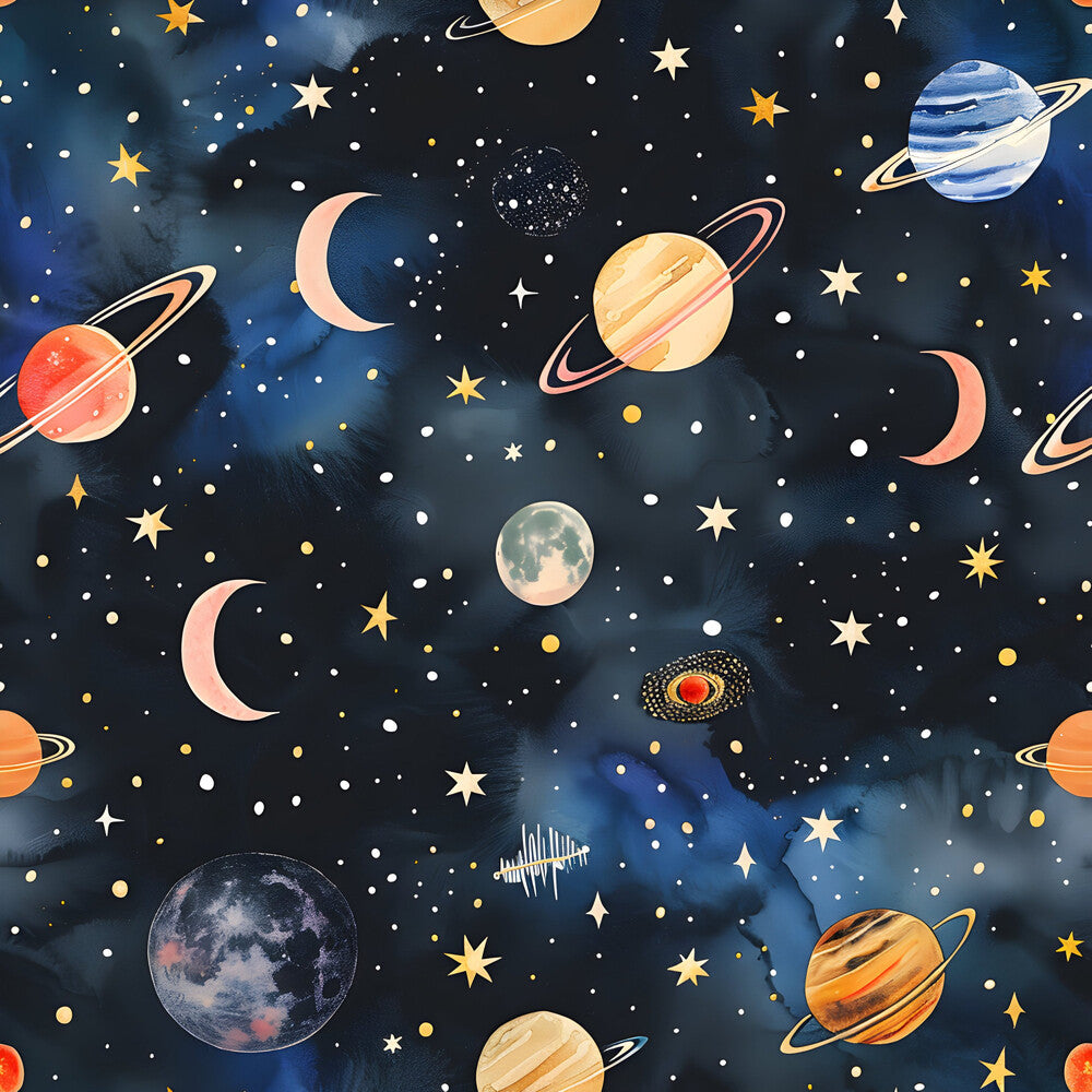 Watercolor Space Sky Moon Stars Fat Quarter Bundle