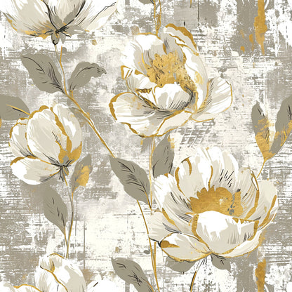 Antique Linocut Stenciled Pastel Florals Fat Quarter Bundle