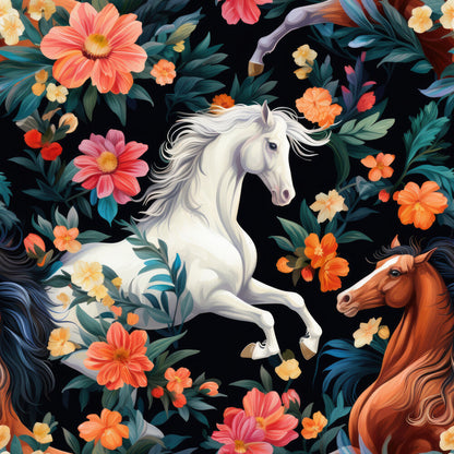 Cute Floral Horses Fat Quarter Bundle