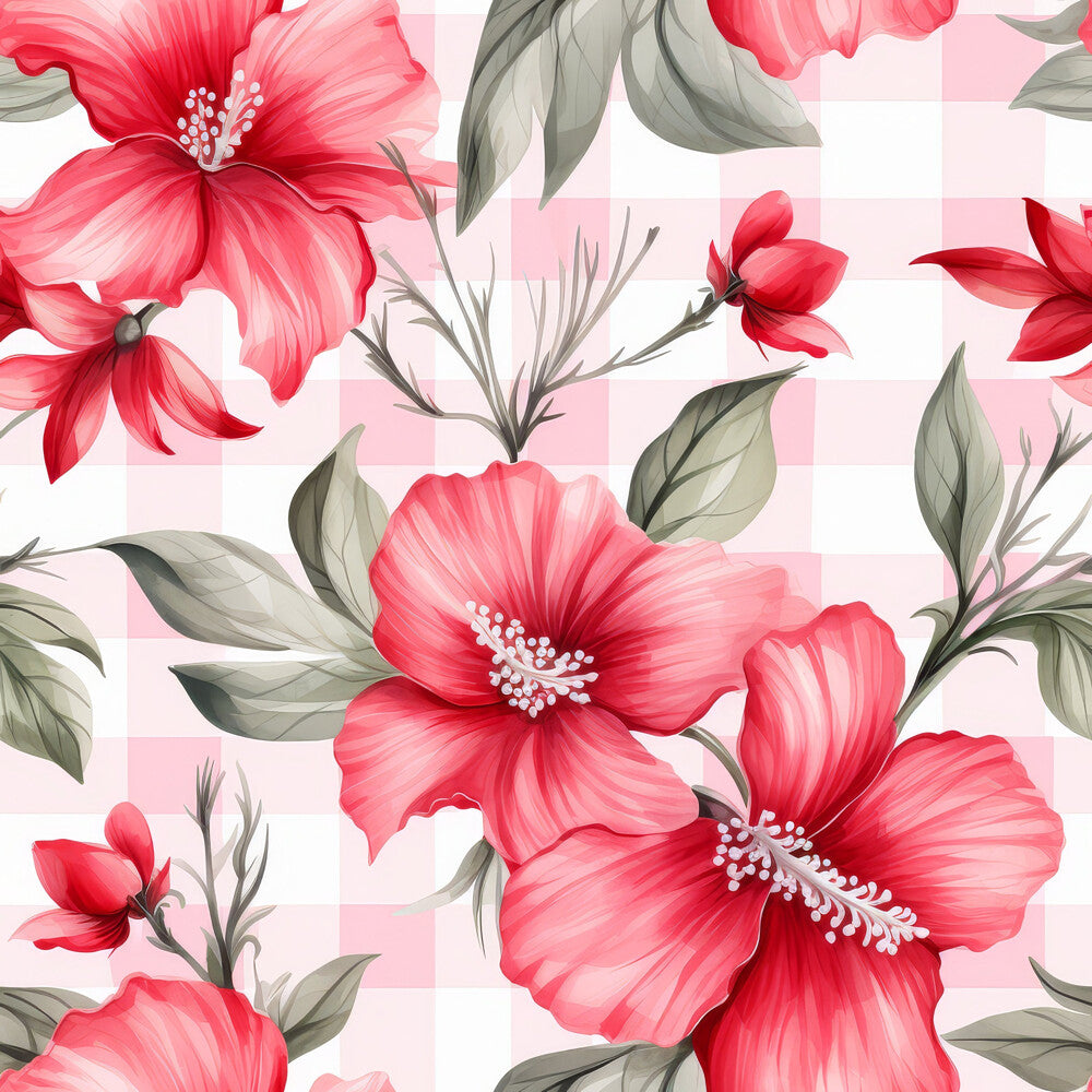 Watermelon Hibiscus Floral Gingham Fat Quarter Bundle