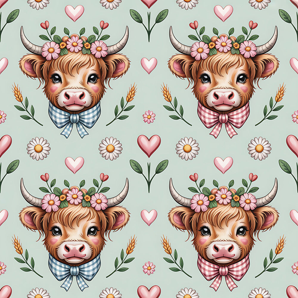 Highland Cow Heads Fat Quarter Bundle