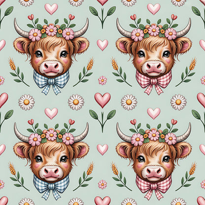 Highland Cow Heads Fat Quarter Bundle