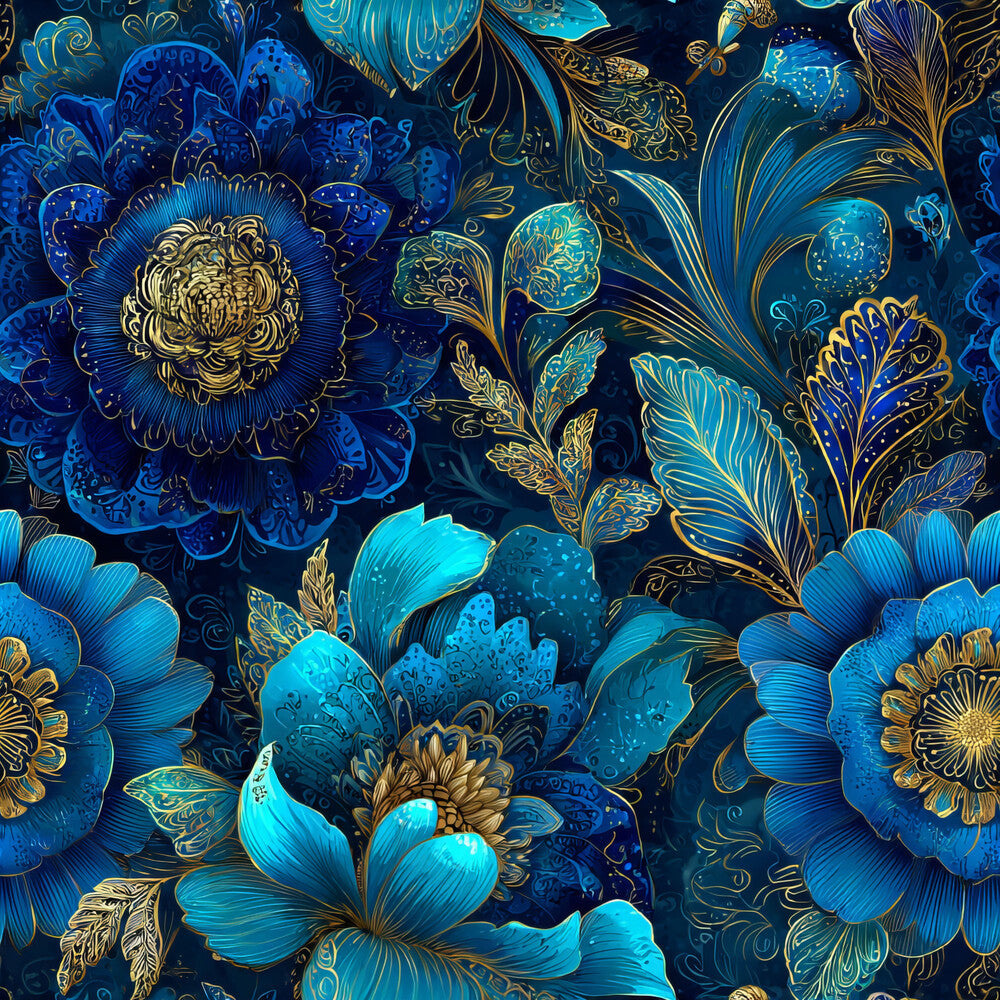 Blue Ornamental Floral Fat Quarter Bundle