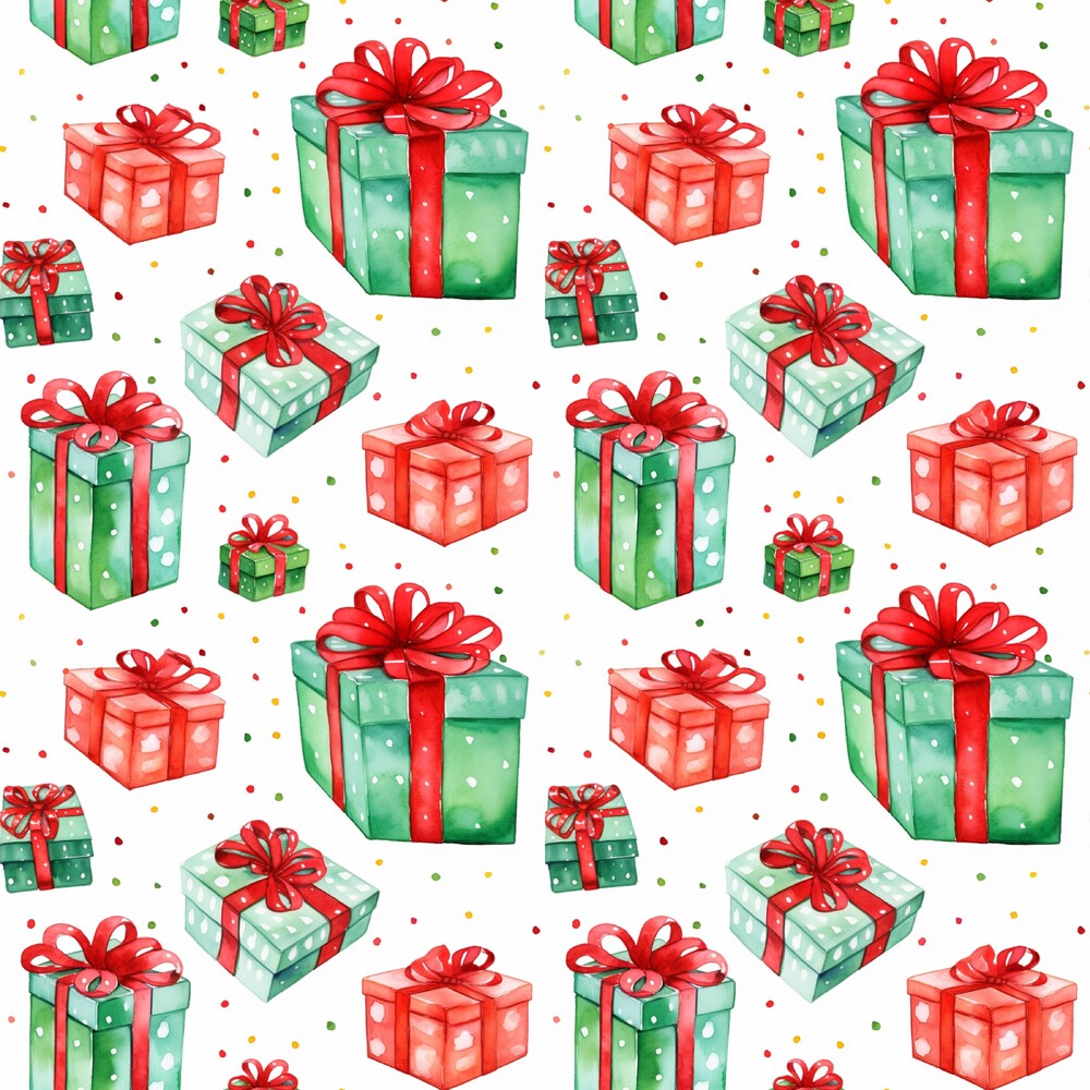 Red and Green Watercolor Christmas Fat Quarter Bundle