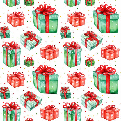 Red and Green Watercolor Christmas Fat Quarter Bundle