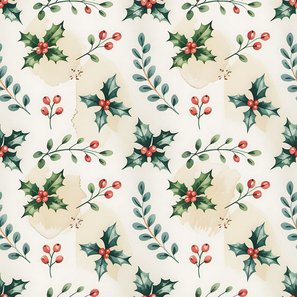 Christmas Botanical Watercolor Fat Quarter Bundle