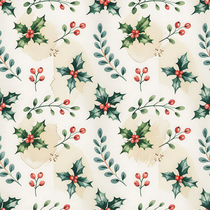Christmas Botanical Watercolor Fat Quarter Bundle