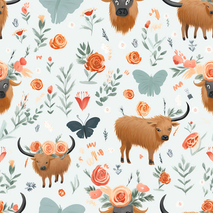 Handdrawn Highland Cows Fat Quarter Bundle