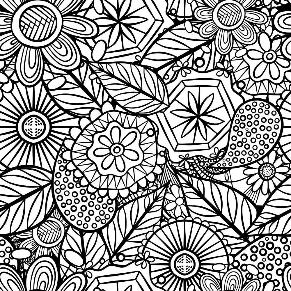 Folk Art Florals Black and White Fat Quarter Bundle