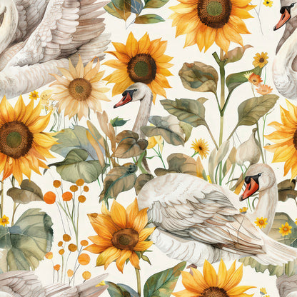 Watercolor Swan Sunflowers Fat Quarter Bundle
