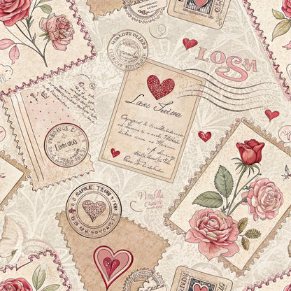 Antique Valentine Postcards Fat Quarter Bundle
