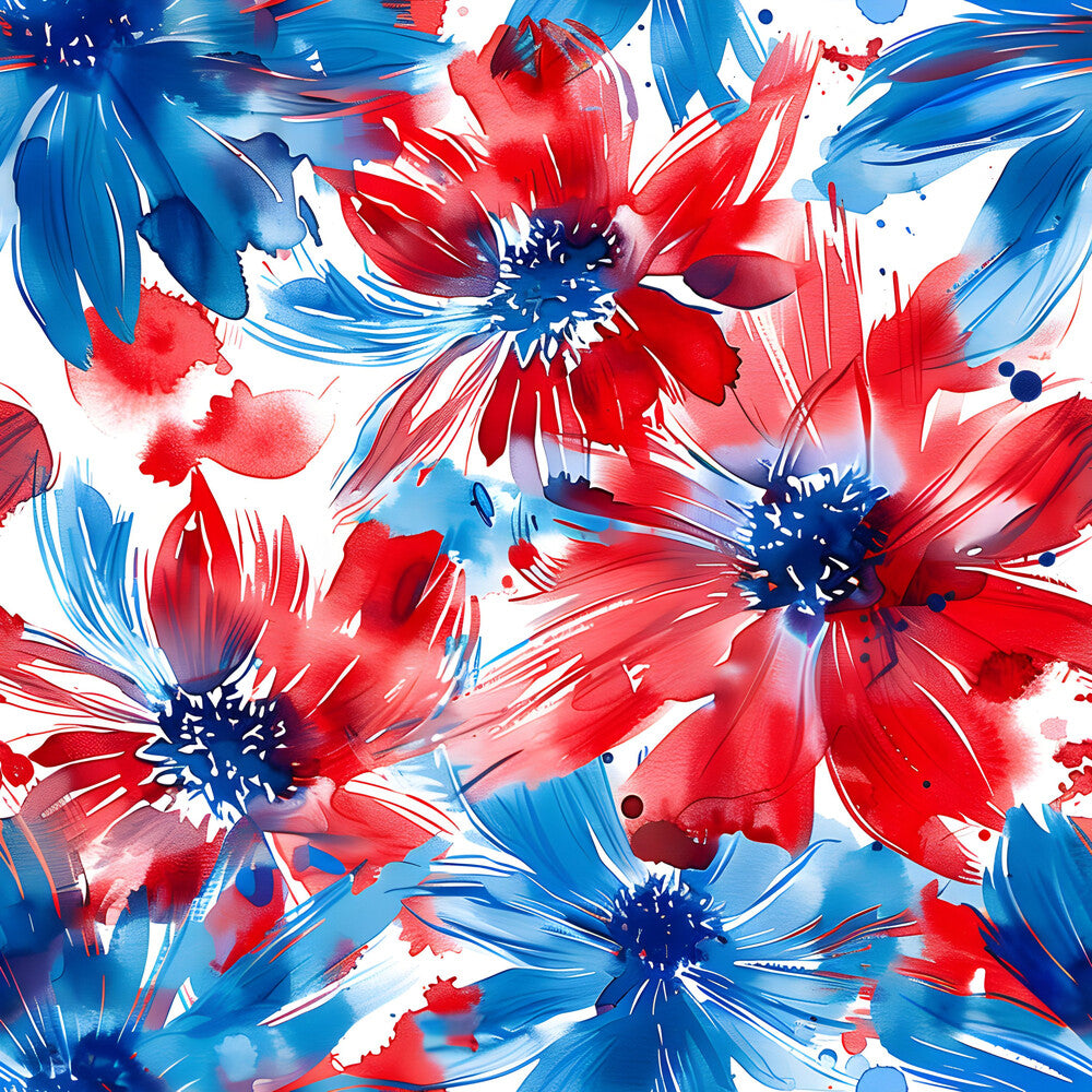 4th of July Watercolor Floral Fat Quarter Bundle