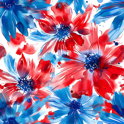 4th of July Watercolor Floral Fat Quarter Bundle