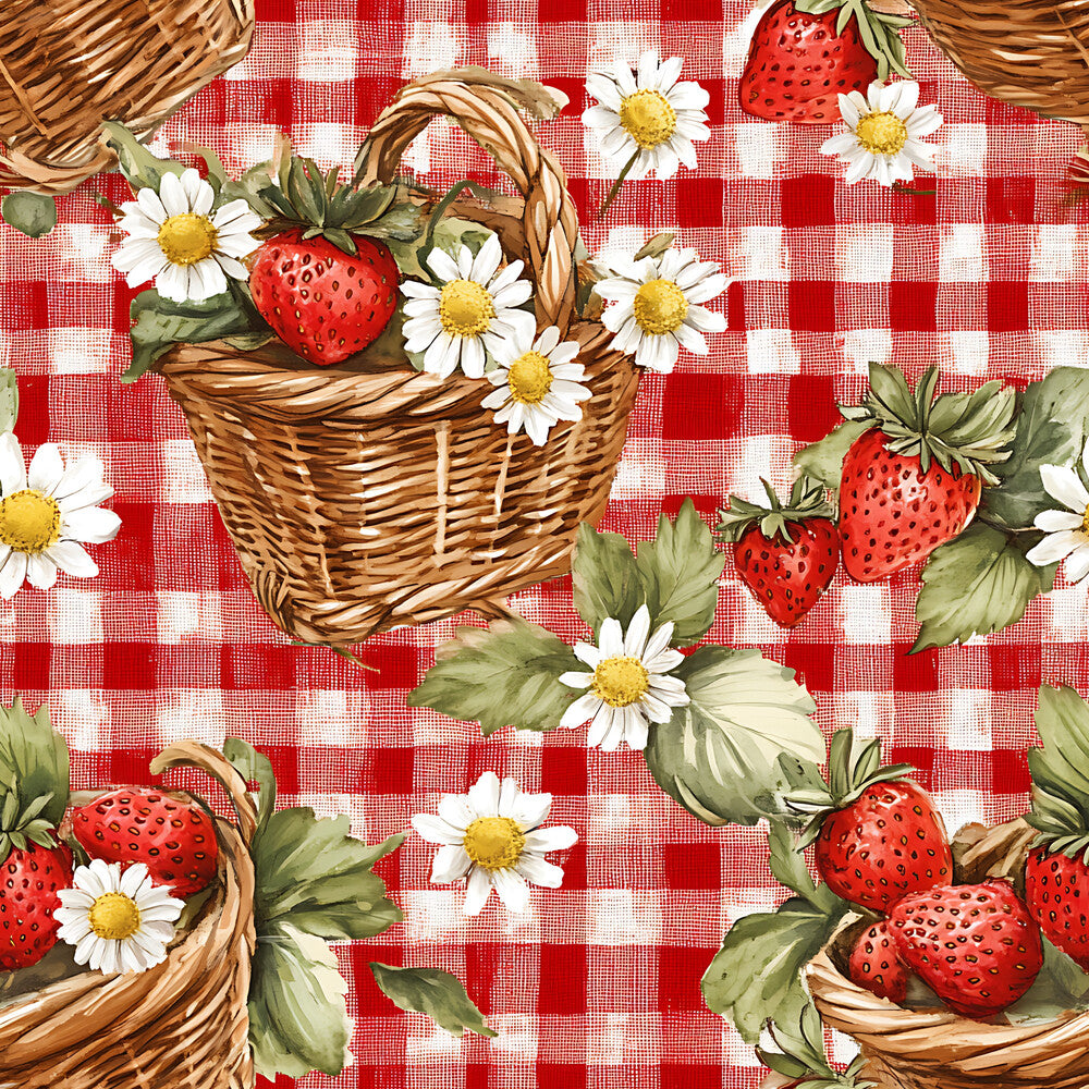 Strawberry Gingham Picnic Fat Quarter Bundle