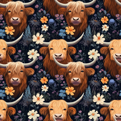 Floral Highland Cows Fat Quarter Bundle