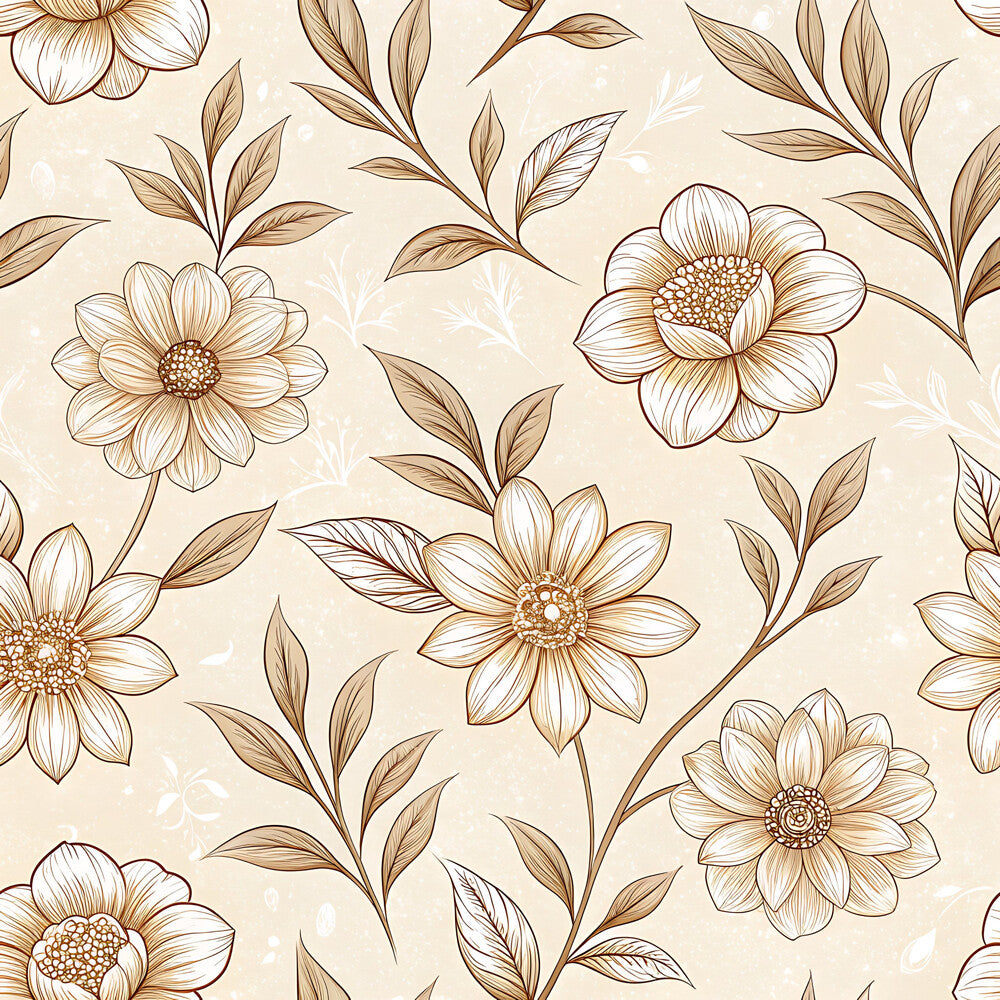 Vintage Beige Sepia Floral Fat Quarter Bundle