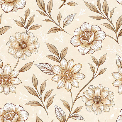 Vintage Beige Sepia Floral Fat Quarter Bundle