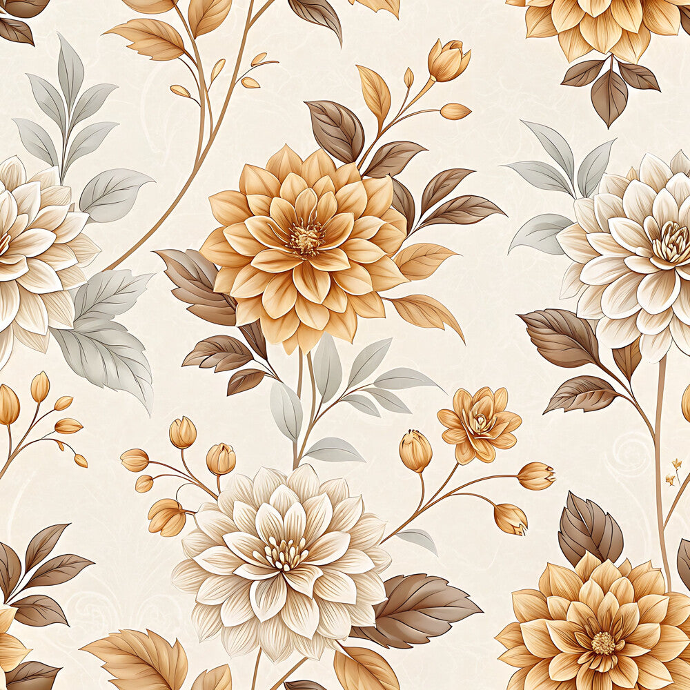 Vintage Beige Sepia Floral Fat Quarter Bundle