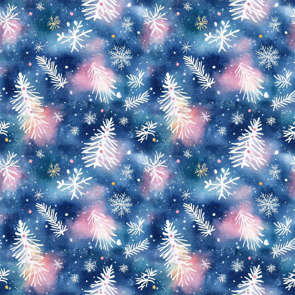 Watercolor Blue Christmas Fat Quarter Bundle