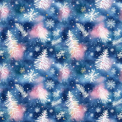 Watercolor Blue Christmas Fat Quarter Bundle