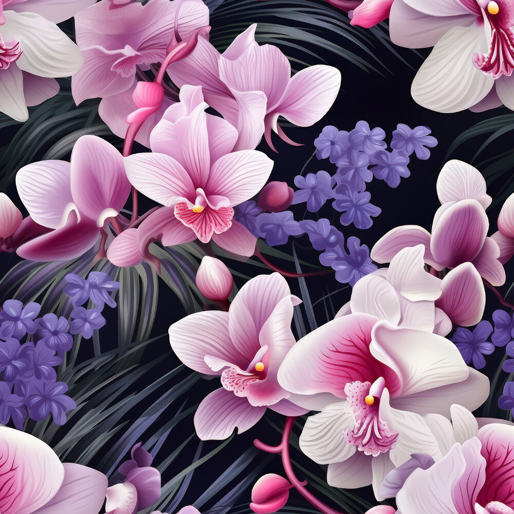 Pink and Purple Orchid Flowers Fat Quarter Bundle