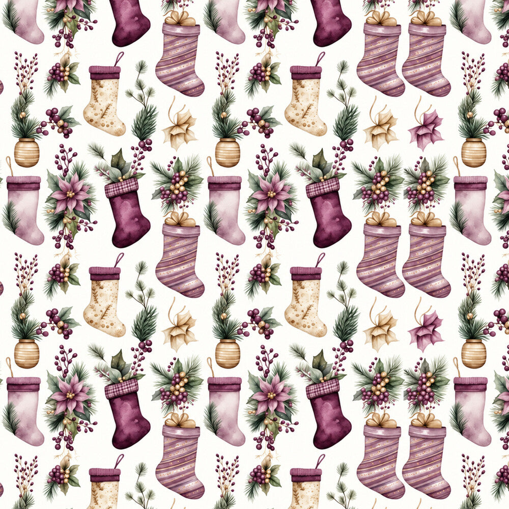 Vintage Plum Christmas Fat Quarter Bundle
