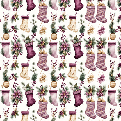 Vintage Plum Christmas Fat Quarter Bundle