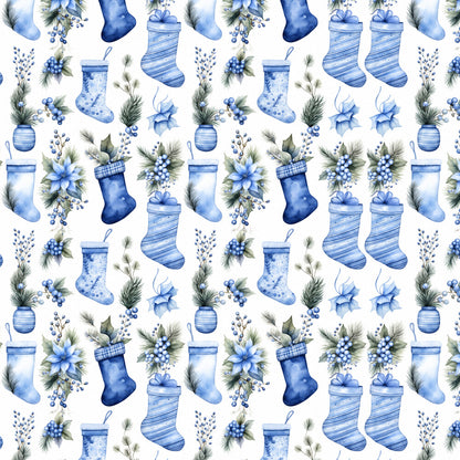 Vintage Winter Blue Christmas Fat Quarter Bundle