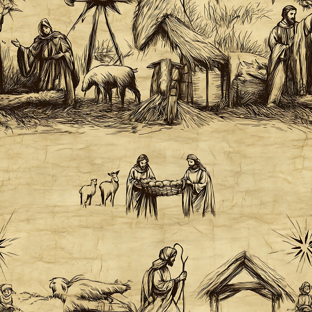 Vintage Nativity Scenes Fat Quarter Bundle